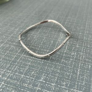 Zigzag Silver Bangle with small CZ stones